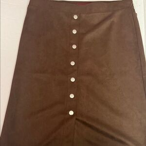 Elegant Brown A-Line Skirt with Button Detail